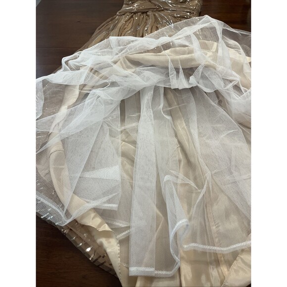 Hailey by Adrianna Papell Embellished Tulle Gown Sz 6 Champagne Prom Wedding - Picture 4 of 6